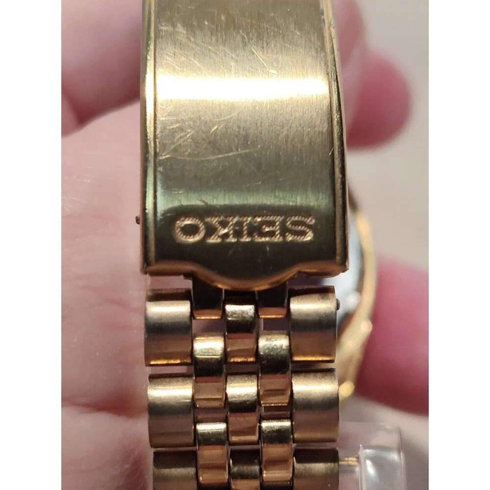 Seiko President Watch Men 36mm Champagne Dial Gold Tone Daydate Round New Batt 9